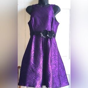 Madison fit flair purple dress with pockets